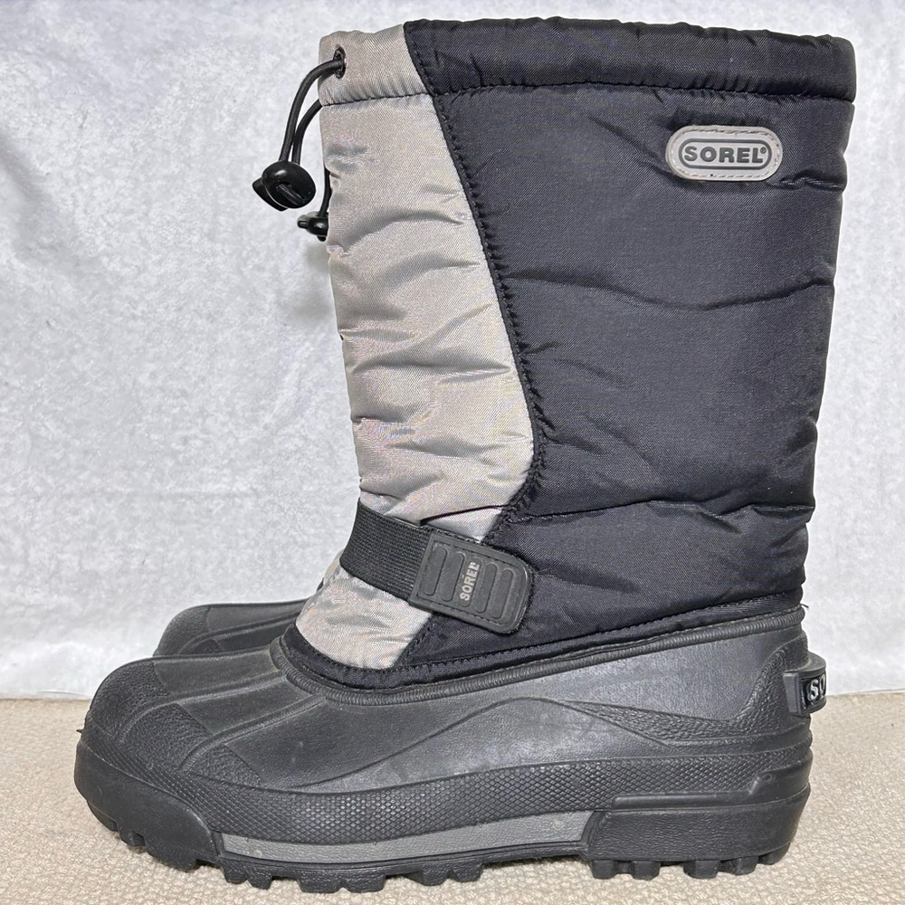 Sorel Big Kids/Youth Black/Grey Snow Goose Insulated Snow Winter Boots SZ 5 - Picture 2 of 11